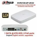 NVR DAHUA 4108-8P-4KS 8PORTS POE (8MP, 5MP, 2MP)